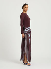 Hire BENNI Jana Long Sleeve Maxi Dress in Midnight Stripe