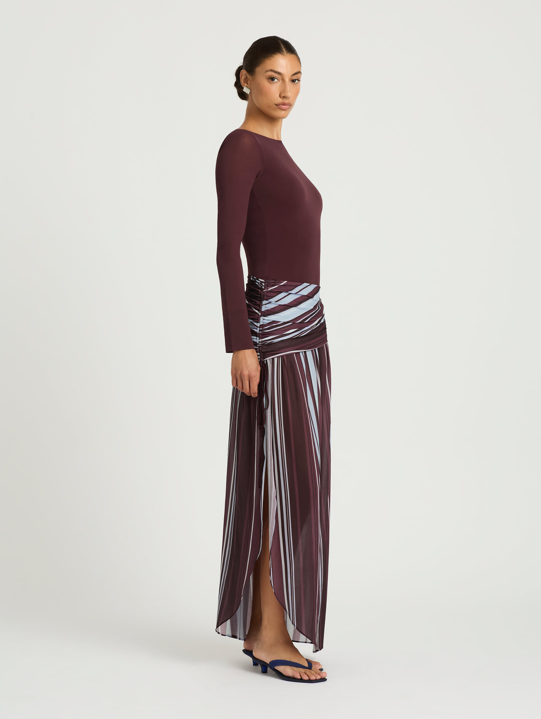 Hire BENNI Jana Long Sleeve Maxi Dress in Midnight Stripe