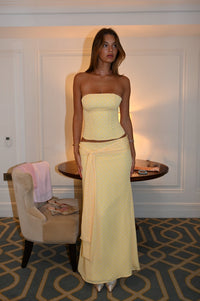 Hire DEAR FRANKIE SABELLE Charlotte Set Maxi Skirt and Corset Top in Yellow Sorbet