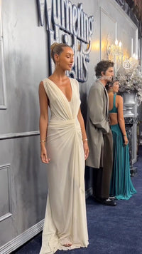 Hire BEC+BRIDGE Leia Drape Gown in Buttercream