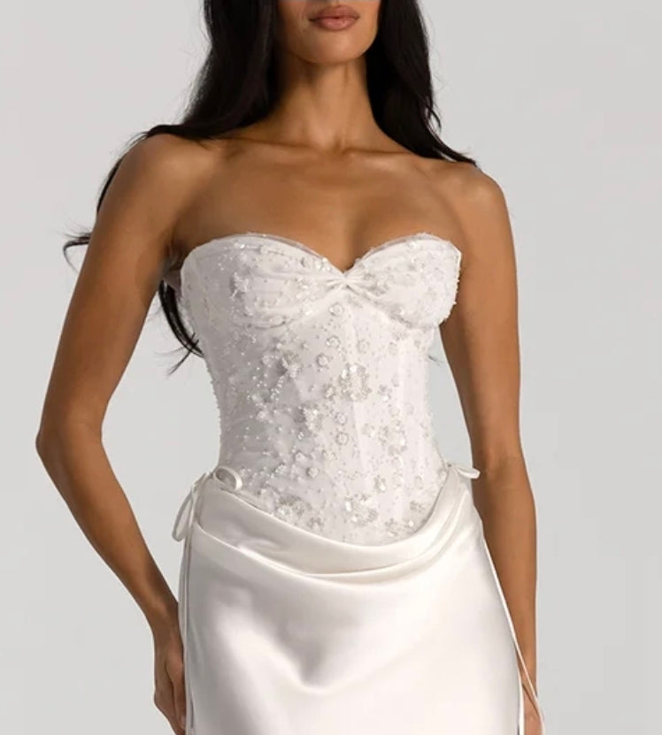 Hire NATALIE ROLT Verity Bustier in White Embellished (TOP ONLY)