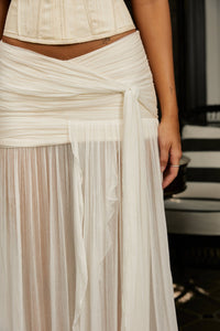 Hire SANEA Set Sita Maxi Skirt and Saneha Silk Corset Top in Ivory Ecru