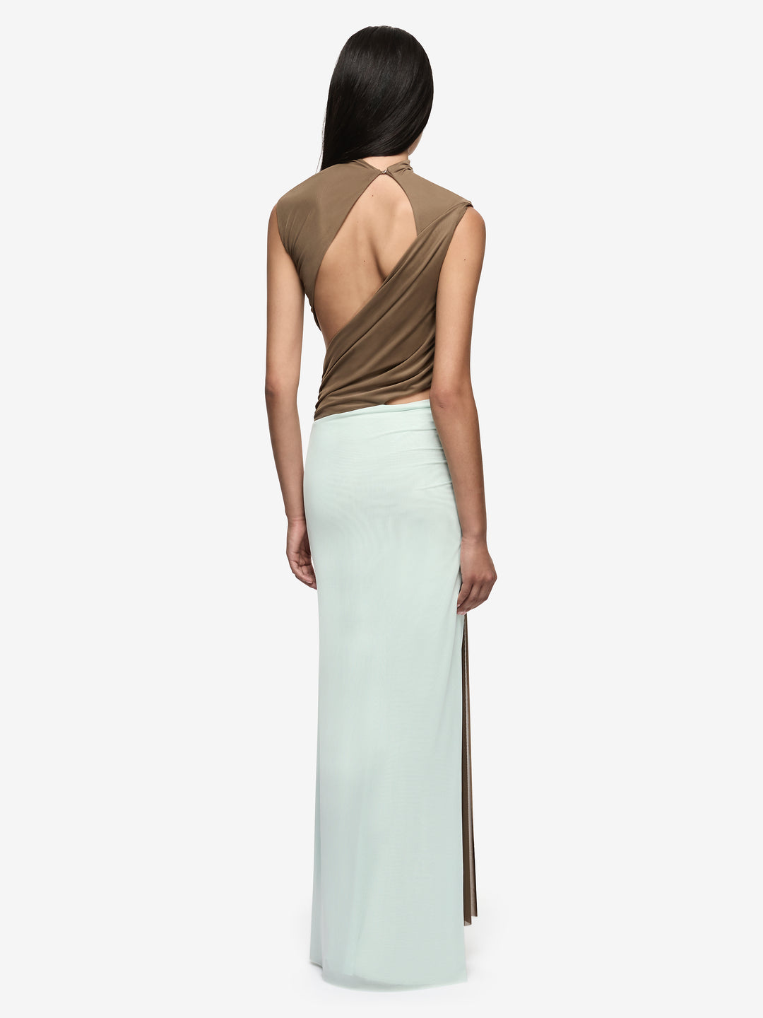 Hire BEC+BRIDGE Conni Asym Midi Dress in Taupe Spearmint
