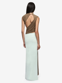Hire BEC+BRIDGE Conni Asym Midi Dress in Taupe Spearmint