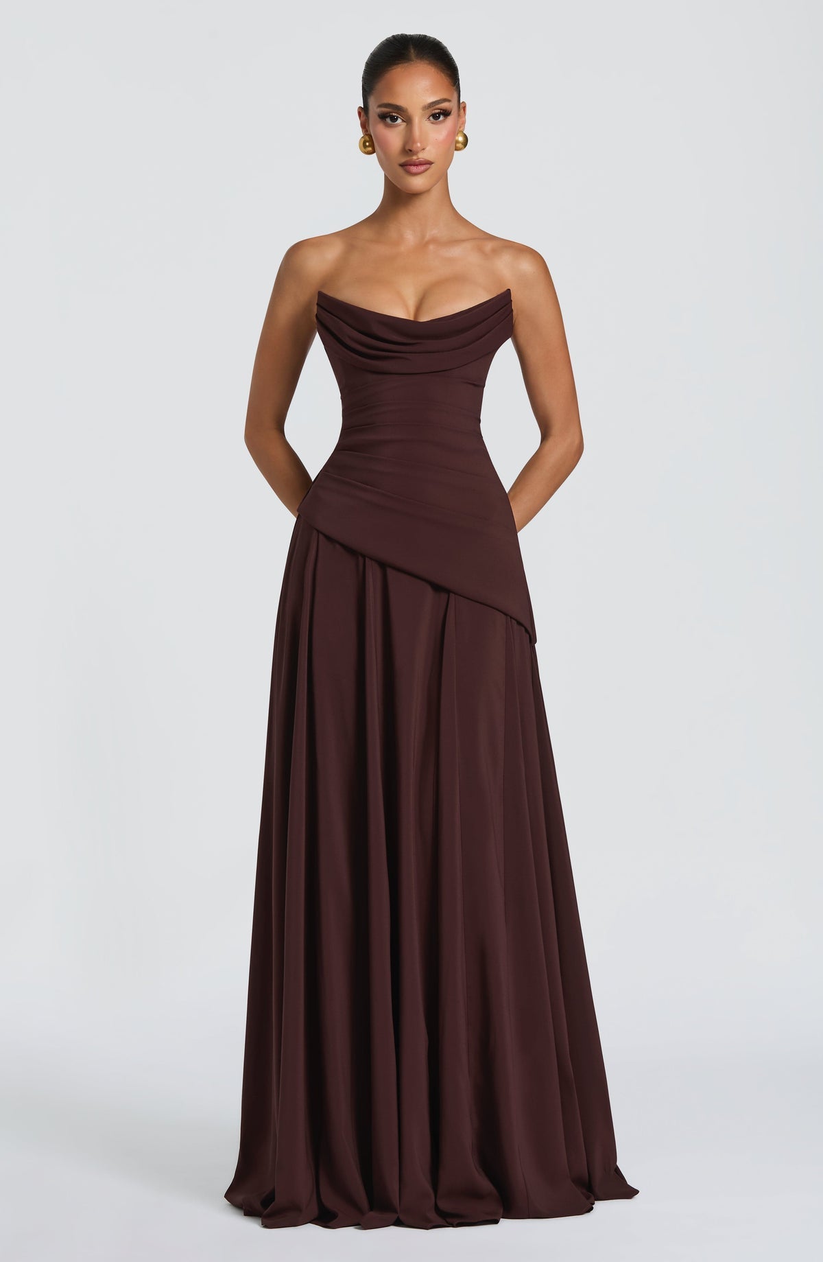 Hire BABYBOO Patricia Maxi Dress in Plum Brown