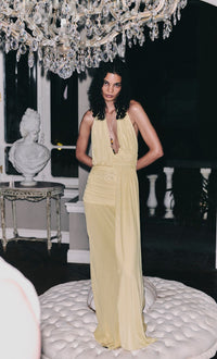 Hire BEC+BRIDGE Cassis Drape Maxi Dress in Citron