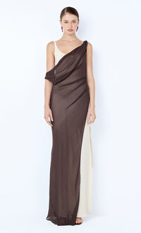 Hire BEC+BRIDGE Augustin Asym Dress in Dark Chocolate Snow
