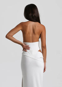 Hire NATALIE ROLT Becca Set Bodysuit Top and Maxi Skirt in White