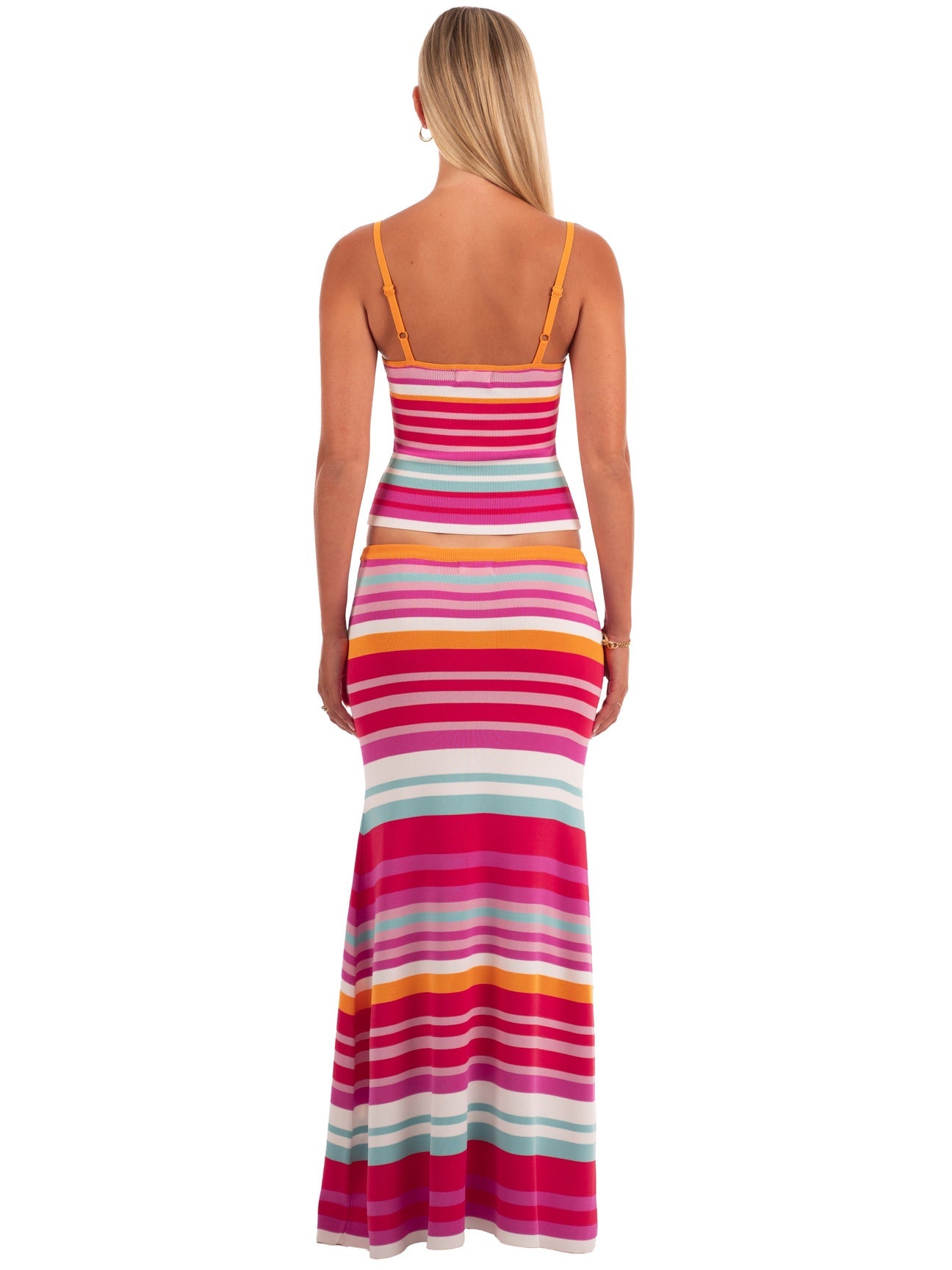 Hire I AM DELILAH. Sofia SET Maxi Skirt and Tank Top in Candy Pink Stripes
