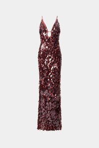 Hire MISHA Sapphire Sequin Maxi Dress in Fig Brown