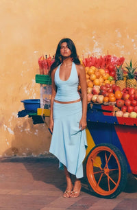 Hire I AM DELILAH. Yasmin SET Midi Skirt and Halter Top in Mint Blue