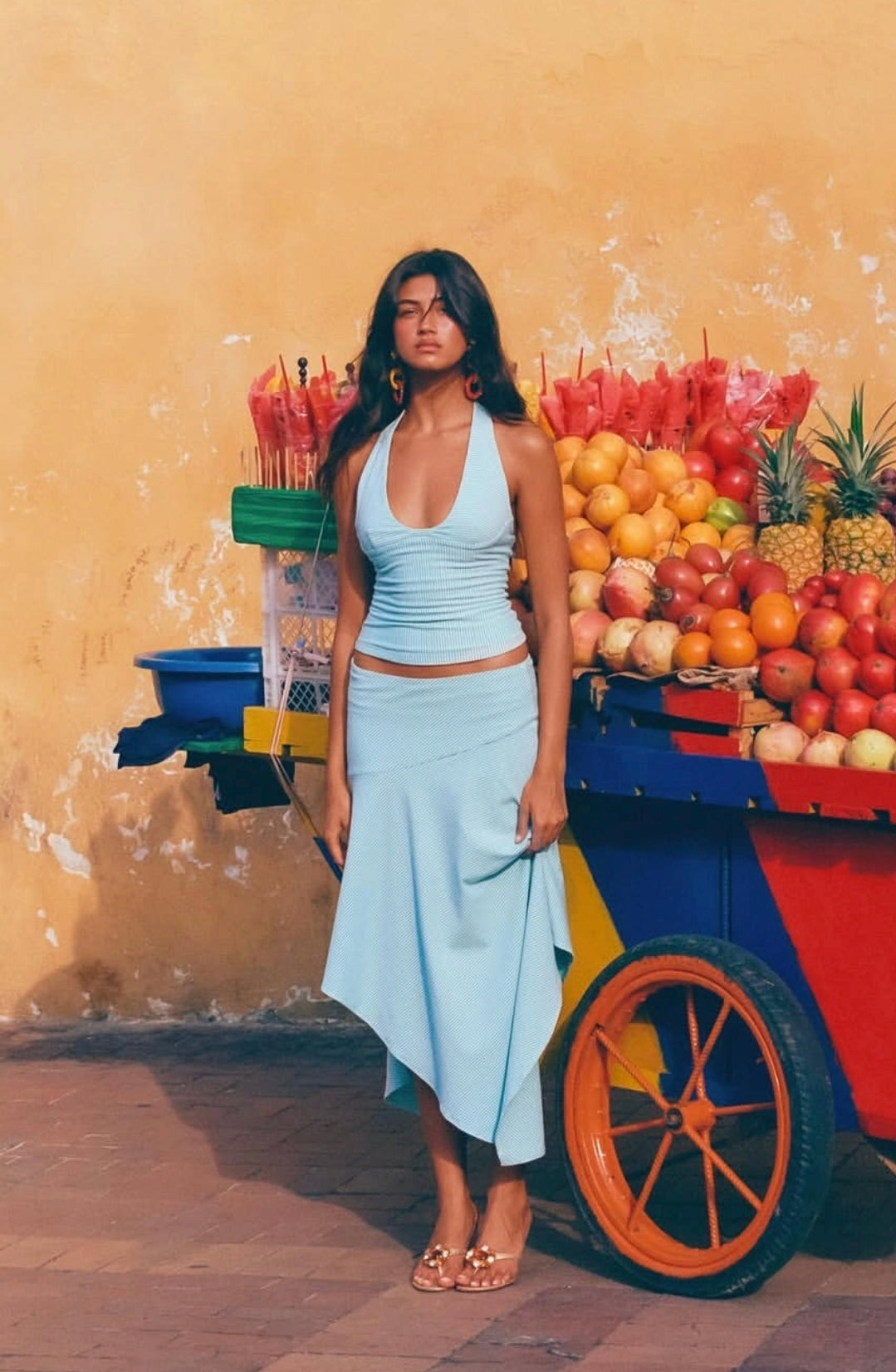 Hire I AM DELILAH. Yasmin SET Midi Skirt and Halter Top in Mint Blue
