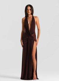 Hire NATALIE ROLT Winona Gown in Espresso Brown