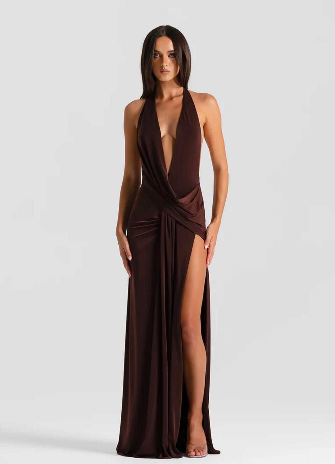 Hire NATALIE ROLT Winona Gown in Espresso Brown