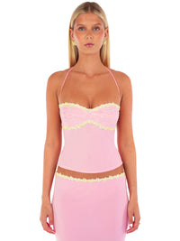 Hire I AM DELILAH. Jemima SET Midi Skirt and Halter Top in Lemonade Pink
