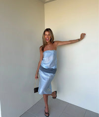 Hire MODE MISCHIEF Melt Panel Dress in Jellyfish Soft Blue (midi length)
