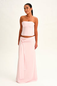 Hire DEAR FRANKIE SABELLE Charlotte Set Maxi Skirt and Corset Top in Ballerina Pink