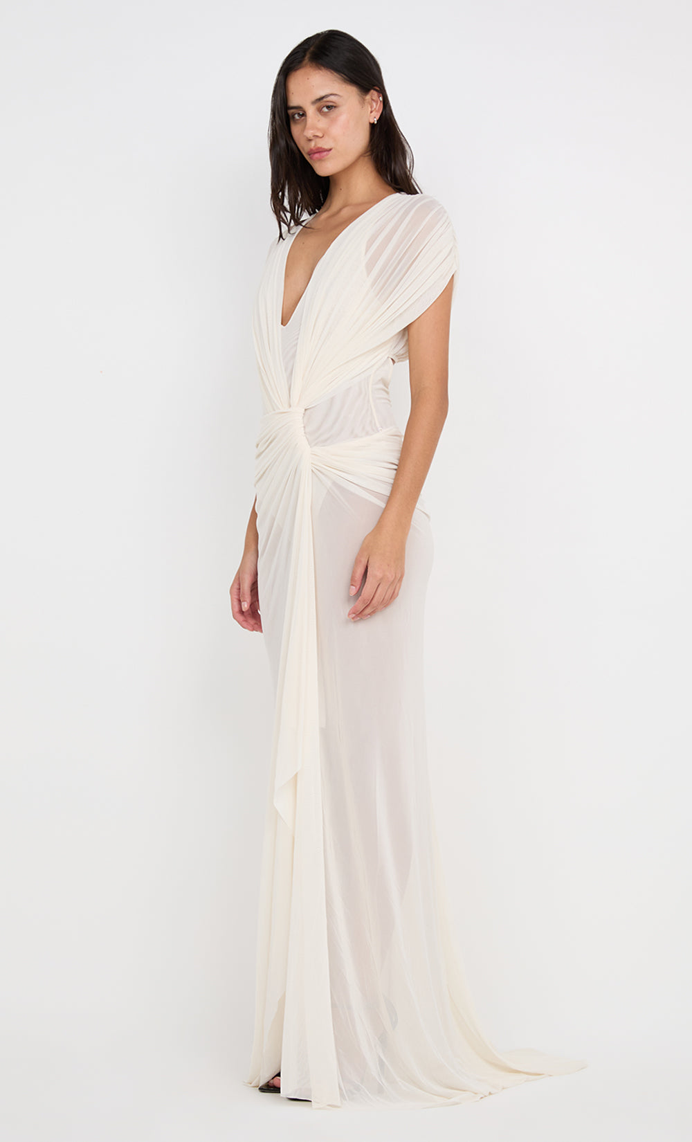 Hire BEC+BRIDGE Leia Drape Gown in Buttercream
