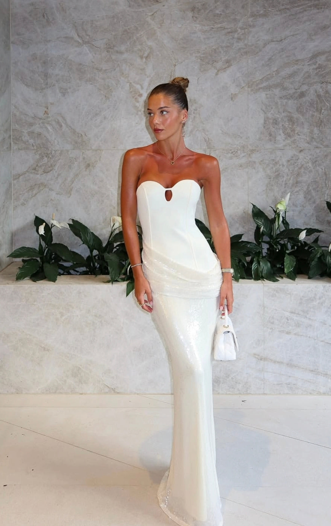 Hire KAIA ATELIER Birthday Edition 01 Sequin Maxi Dress in Ivory White – SUSTAINABLY. The Dress Hire