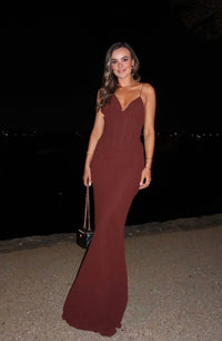 Hire NATALIE ROLT Hallie Gown in Espresso Brown