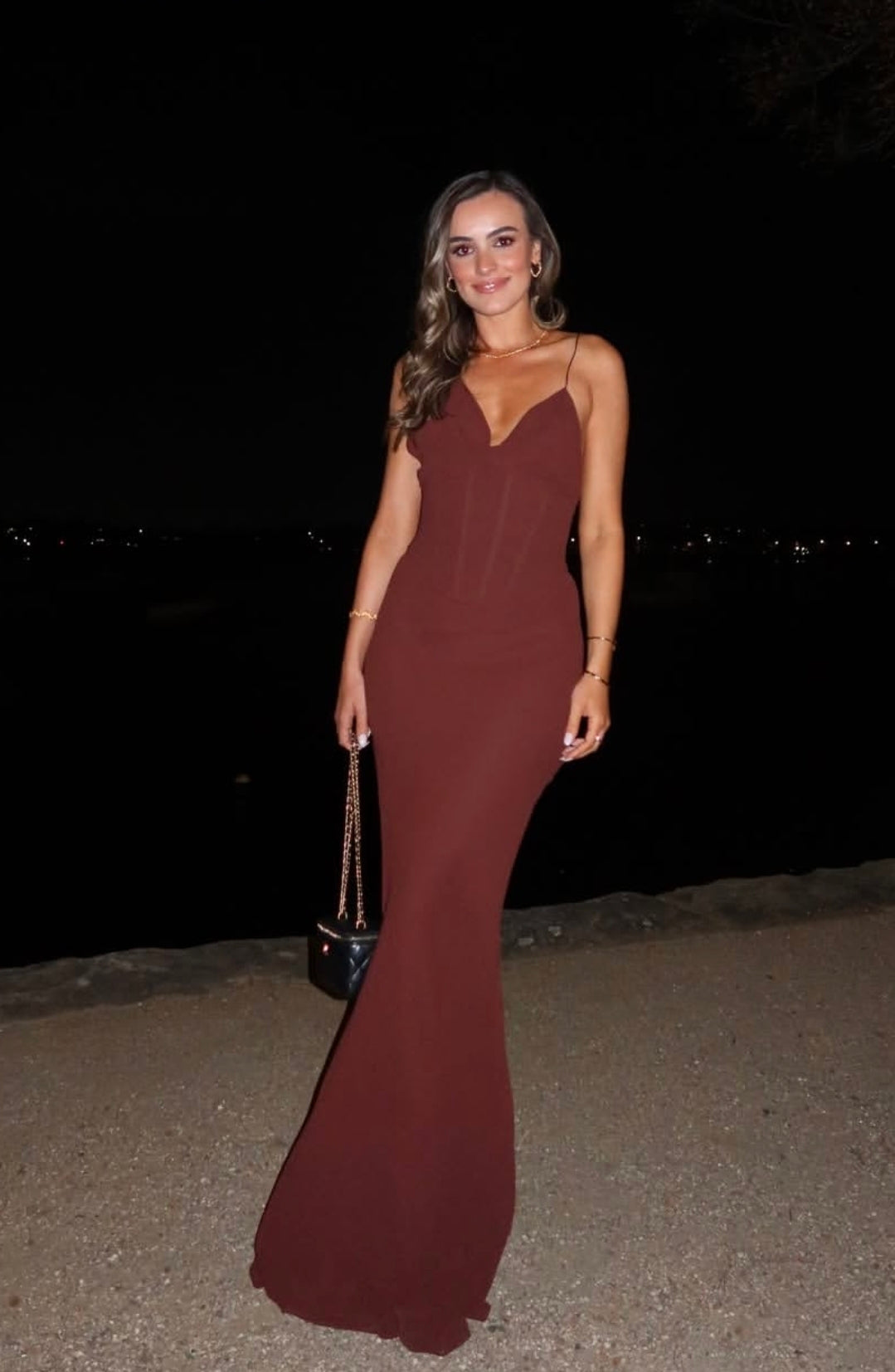 Hire NATALIE ROLT Hallie Gown in Espresso Brown