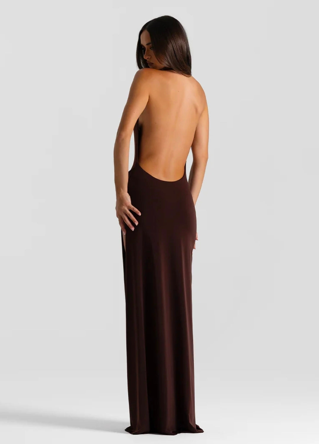 Hire NATALIE ROLT Winona Gown in Espresso Brown