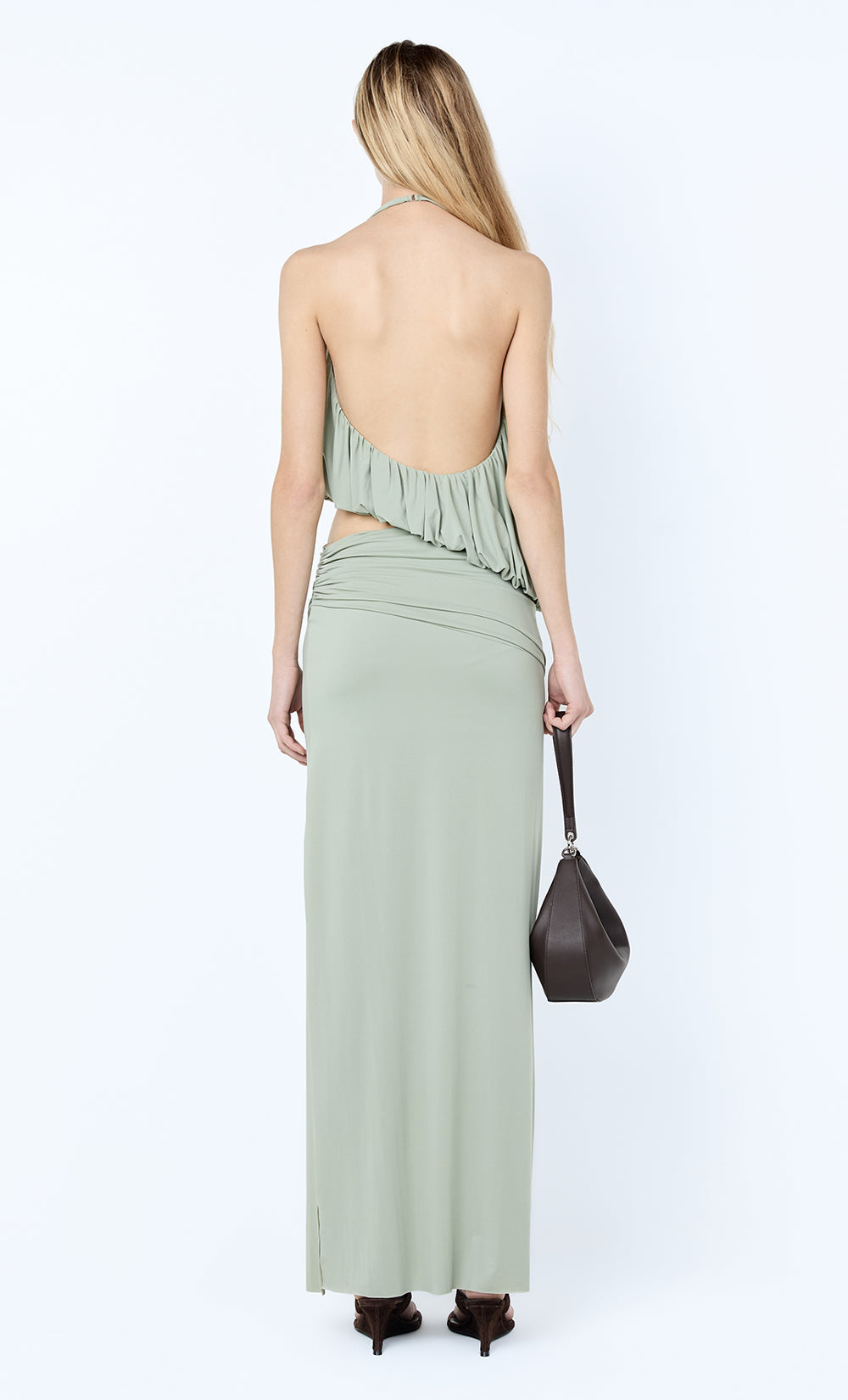 Hire BEC+BRIDGE Cadence Racer Maxi Dress in Pistachio Green