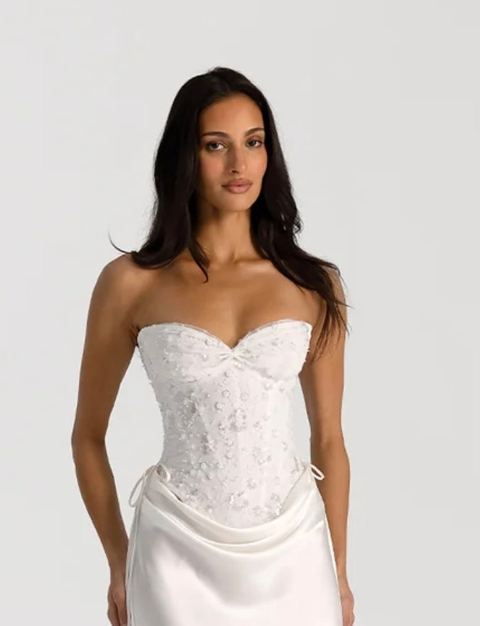 Hire NATALIE ROLT Verity Bustier in White Embellished (TOP ONLY)