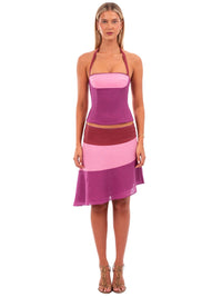 Hire I AM DELILAH. Cara SET Midi Skirt + Corset Top in Violet Pink