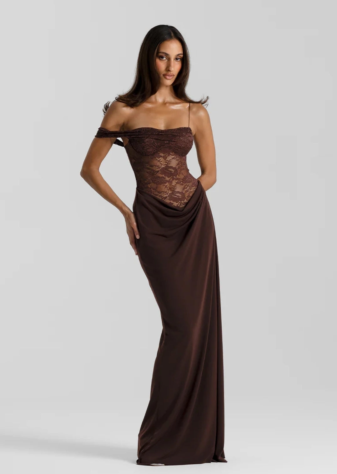 Hire NATALIE ROLT Sloane Dress in Espresso Brown