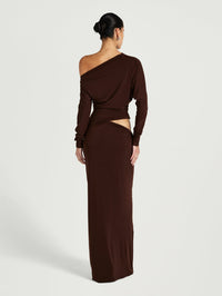 Hire BENNI Enya Maxi Dress in Chocolate Brown