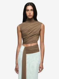 Hire BEC+BRIDGE Conni Asym Midi Dress in Taupe Spearmint