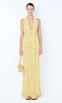 Hire BEC+BRIDGE Cassis Drape Maxi Dress in Citron