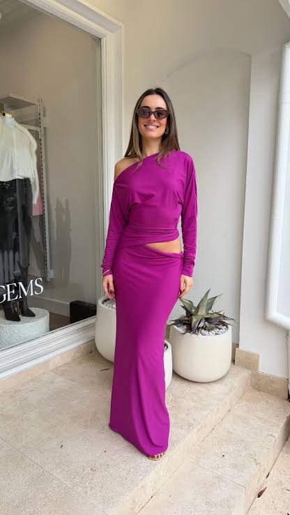 Hire BENNI Enya Maxi Dress in Fuchsia Pink