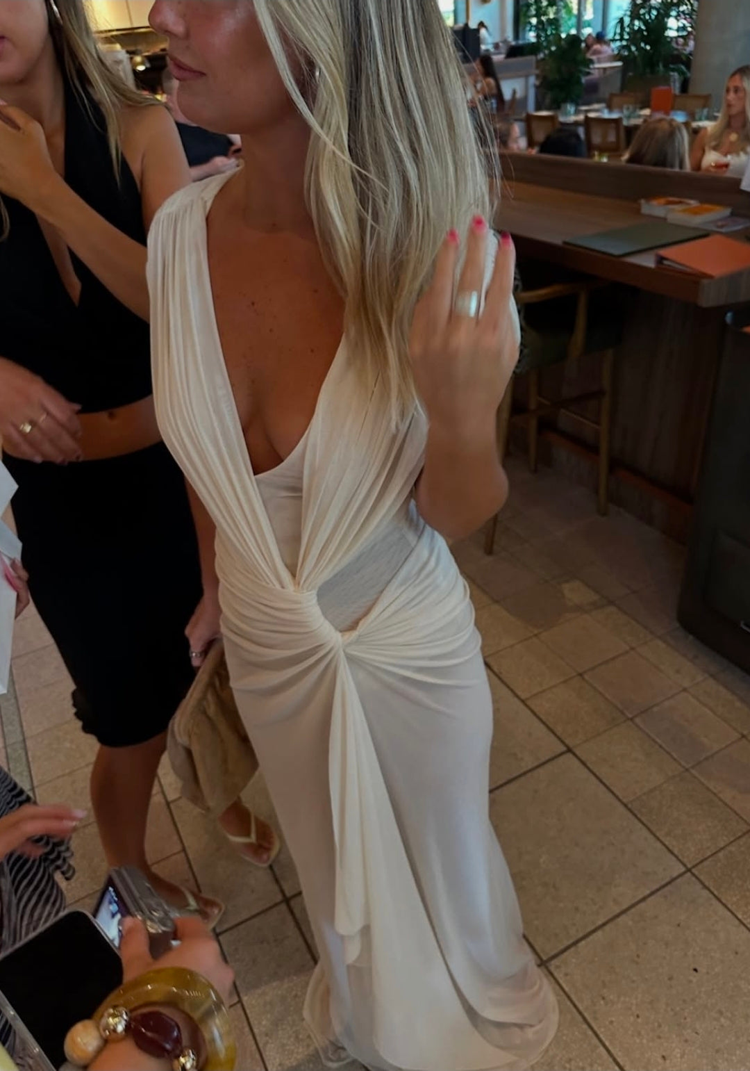Hire BEC+BRIDGE Leia Drape Gown in Buttercream