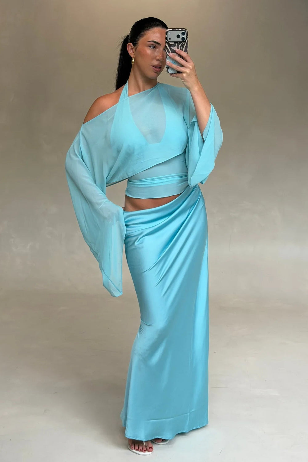 Hire BENNI Ira Maxi Dress in Turquoise Baby Blue