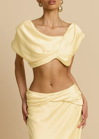 Hire ARCINA ORI Set Andi Maxi Skirt and Crop Top in Butter Yellow Gold