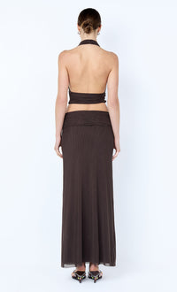 Hire BEC+BRIDGE Eva Set Maxi Skirt and Eva Drape Top in Dark Chocolate