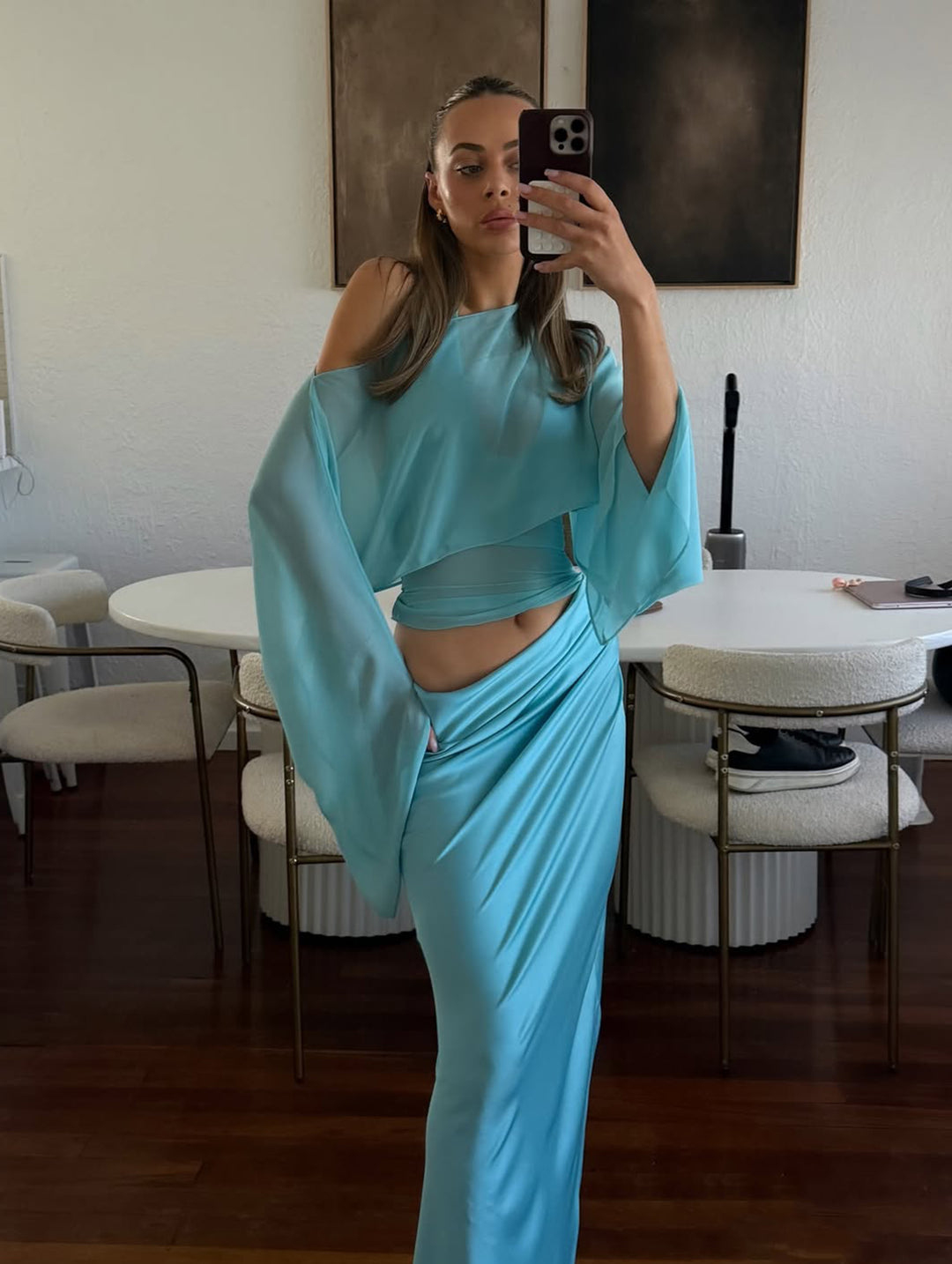 Hire BENNI Ira Maxi Dress in Turquoise Baby Blue