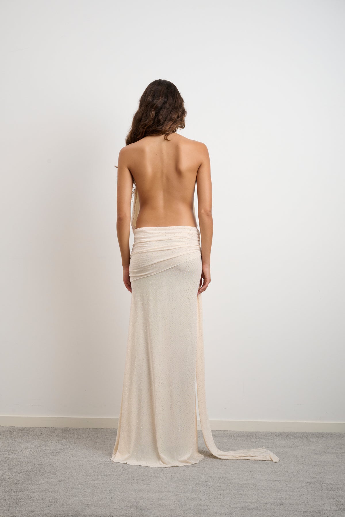 Hire DŽO Delia Maxi Dress in Rhinestone Cream