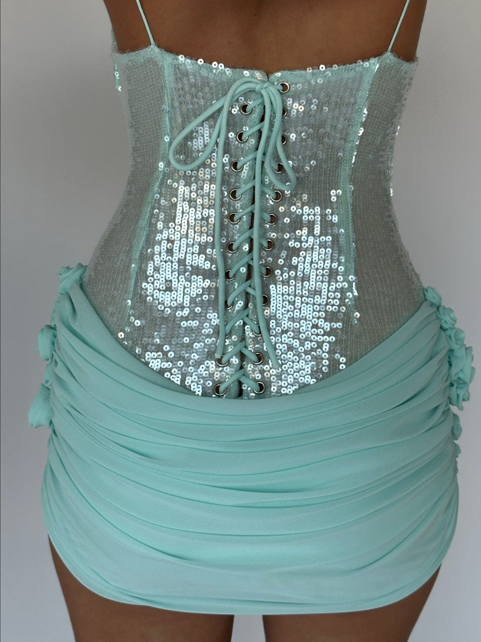 Hire CHERIE ATTIRE Gloria Mini Dress in Mint