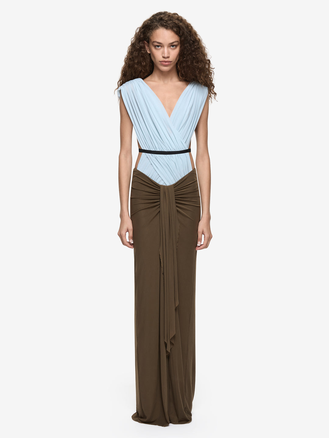 Hire BEC+BRIDGE Anaya V Maxi Dress in Mist Latte Black
