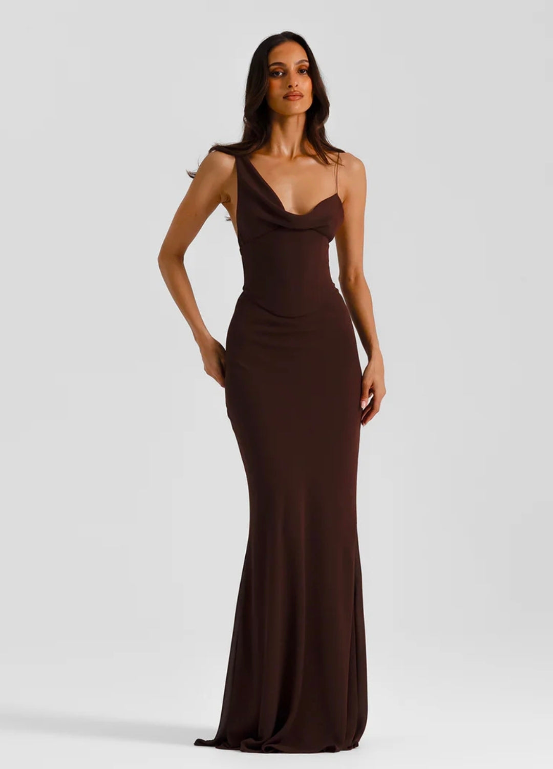 Hire NATALIE ROLT Hallie Gown in Espresso Brown
