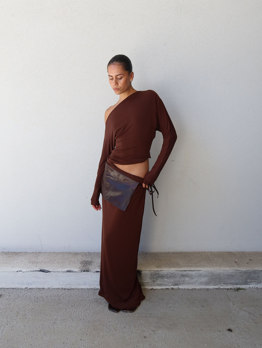 Hire BENNI Enya Maxi Dress in Chocolate Brown