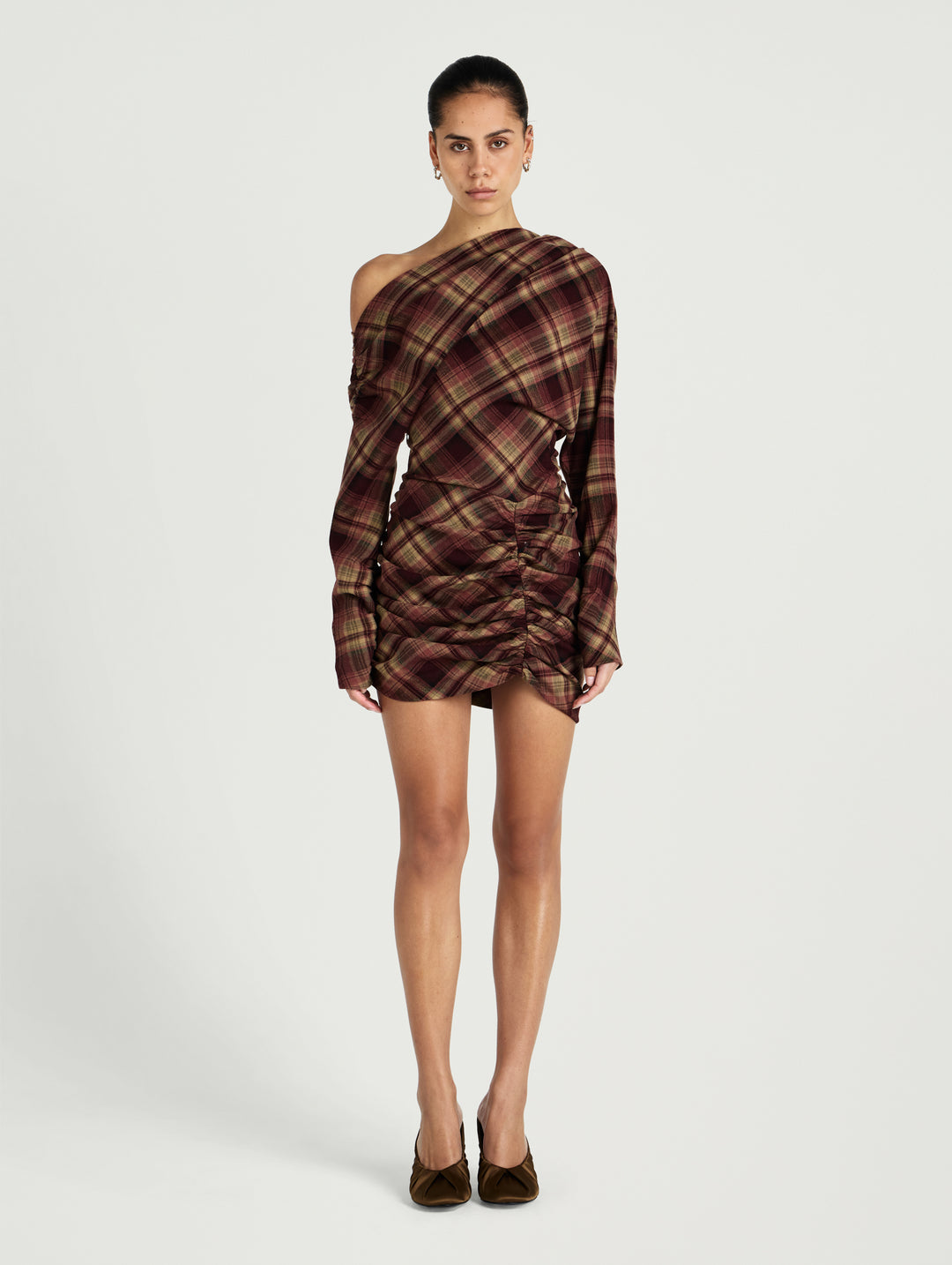 Hire BENNI Hera Mini Dress in Plum Check