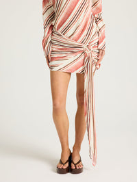 Hire BENNI Elise Daya Mini Dress in Watermelon Stripe Pink