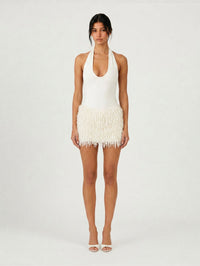 Hire BENNI Bronte Mini Dress in Ivory White
