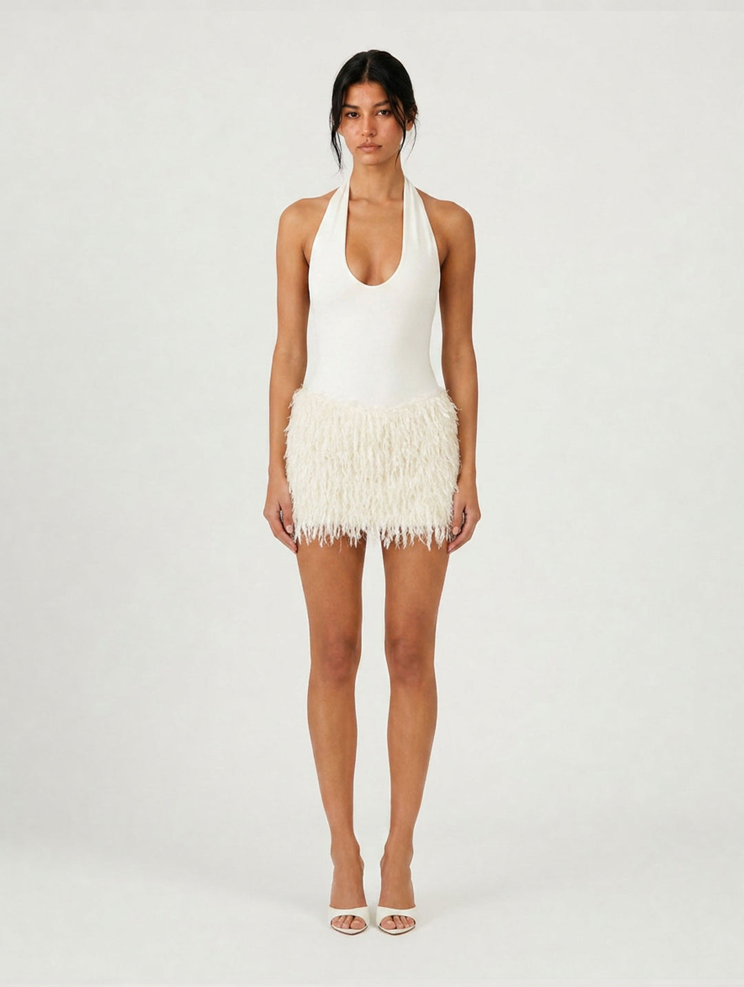 Hire BENNI Bronte Mini Dress in Ivory White