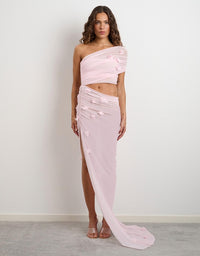 Hire DŽO Floral Lara Maxi Dress in Light Pink