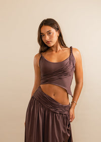 Hire KOSTER KULTURE Set Calypso Maxi Skirt and Top in Plum Brown